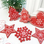 10pcs New Year Natural Wood Christmas Tree Ornament Wooden Hanging Pendants Gifts Snow Elk Christmas Decora adornos de navidad